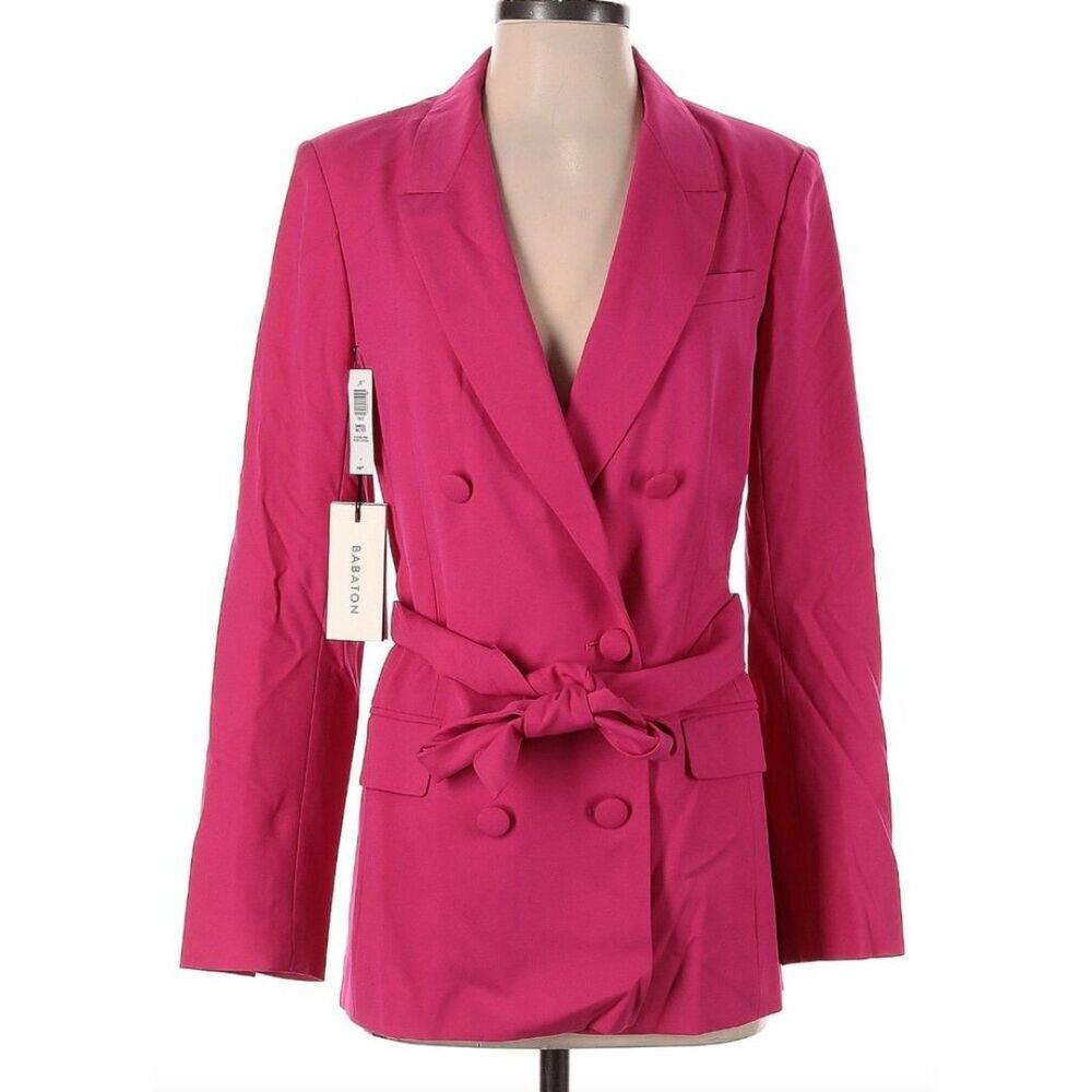 Aritzia Babaton Samuel Belted double-breasted blazer Hot Pink Size 4